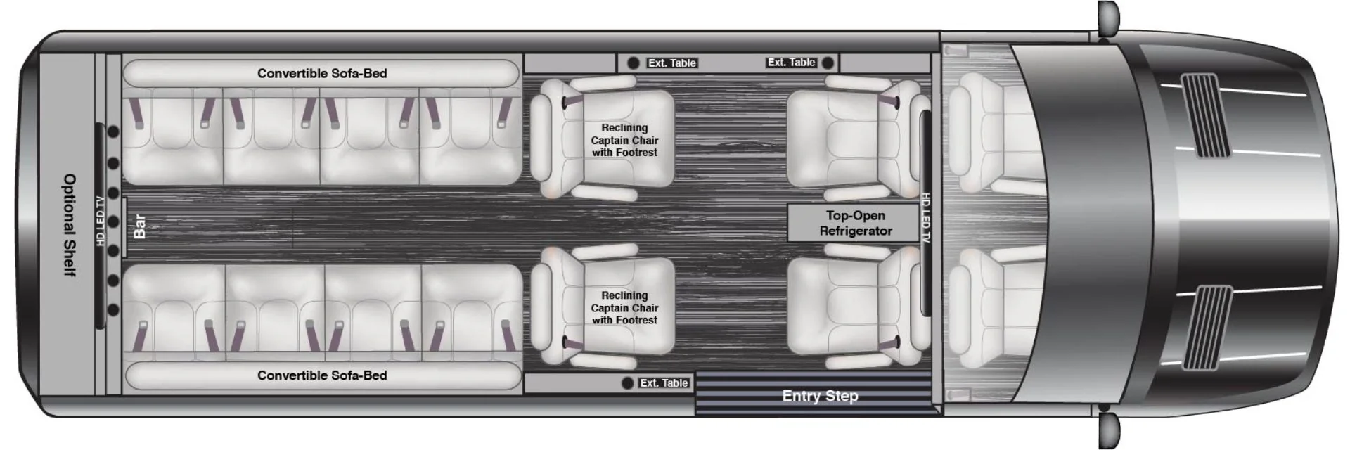 AutoElite 14PPL RoadLiner Limo Floorplan TableText