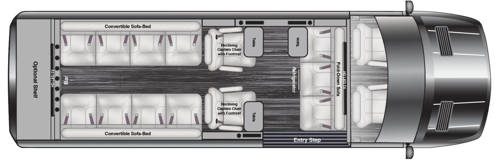 AutoElite RoadLiner Limo Floorplan TableShown